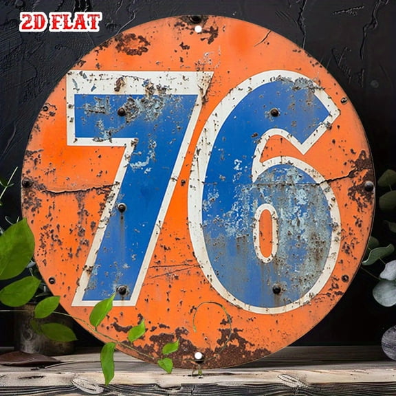 HELLOYOUNG 1pc Vintage 76 Wall Sign Rustic Metal Art Retro Aluminum Decor for Living Room Bar Cafe