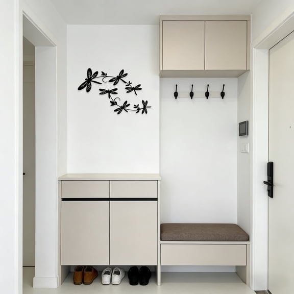 HELLOYOUNG 2-Piece Metal Dragonfly Wall Art Set 3D Sculptures for Garden Yard Outdoor Decor, Rustproof Insect Decorations for Halloween Christmas Housewarming Gift