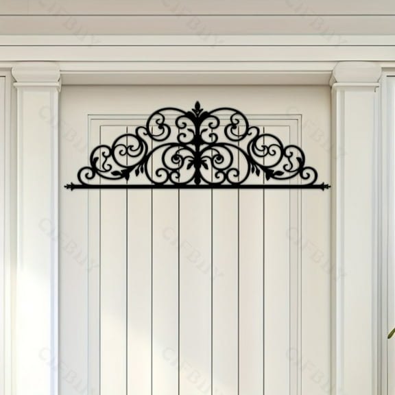 HELLOYOUNG 20.1 Inch Iris Scroll Metal Wall Art  Art Deco Floral Design Iron Painting Ideal for Garden and Patio Outdoor Decor