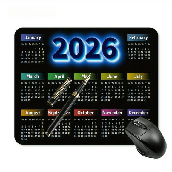 HELLOYOUNG 2026 Calendar Mouse Pad, Non-Slip Rubber Base Office Desk Mat, Polyester Surface Gaming & Laptop Keyboard Mat with Monthly Layout - Multiple Sizes