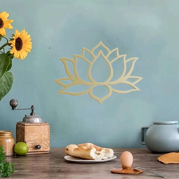 HELLOYOUNG 21.73 inch Golden Lotus Iron hook Metal Wall Decoration Home Decorative Objects Classic Pattern Hanging for Living room/kitchen Simple style Clean lines Add artistic beauty