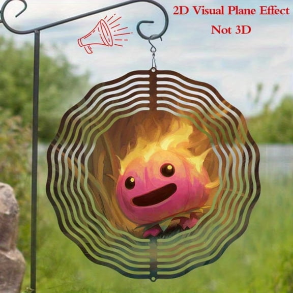 HELLOYOUNG 25cm Wind Chimes Mandala Wind Spinner Glowing Halloween Pumpkin Metal Kinetic Sculpture Outdoor Garden Decor with 2D Visual Effect