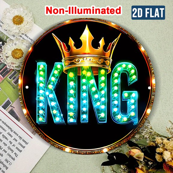 HELLOYOUNG 2D Crown Neon LED Sign Gold Metal Wall Art for Home Decor, LED Light Art for Bar Cafe Restaurant, Non-Lighted Wall Decor Option