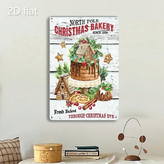 HELLOYOUNG 2D Flat, 1pc, Tinplate picture, Christmas Bakery, Wall Hanging Decoration, Room Decor, Garden decoration, Outdoor sign, Suitable for Home And Office Decor Decorative Plaque