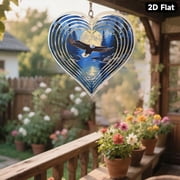 HELLOYOUNG 2D Flat Metal Wind Chime Majestic Bald Eagle Flying Over Moonlit Lake Misty Pine Trees Decorative Hanging Outdoor Art Nature Gift for Birdwatchers