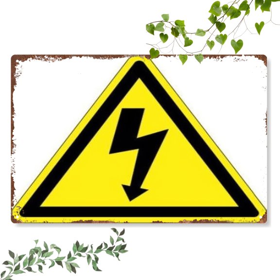 HELLOYOUNG 2D Metal Sign Electric Shock Warning, 8x12 Inch Black Yellow High Visibility Safety Alert, Retro Style Wall Decor