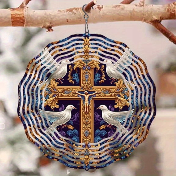 HELLOYOUNG 2D Metal Wind Spinner Pigeon Cross Infinity Outdoor Garden Decor Ornament for Yard Patio Lawn