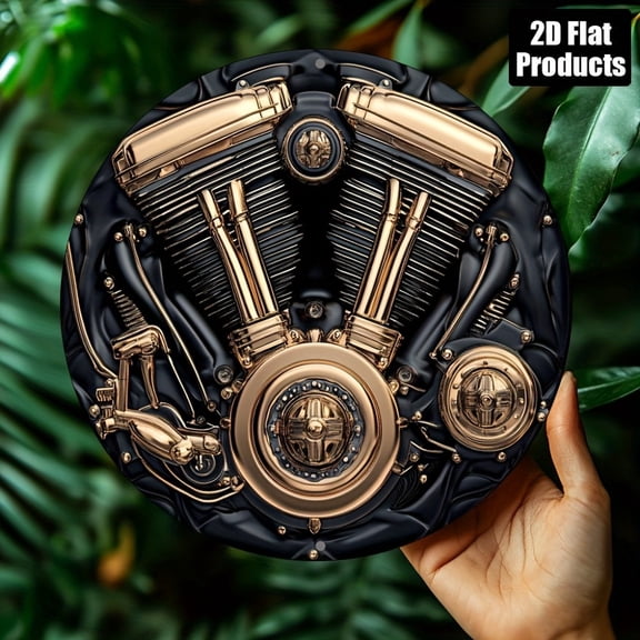 HELLOYOUNG 2D Piston Engine Wall Art Aluminum Metal Sign 8x8 Inch Decor for Bar Man Cave Home Office Garage Man Cave Gift