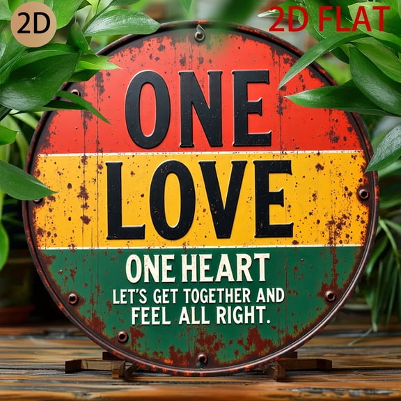 HELLOYOUNG 2D Retro Reggae Metal Sign Inspirational Quote Wall Art for Home Bar Lounge Decor