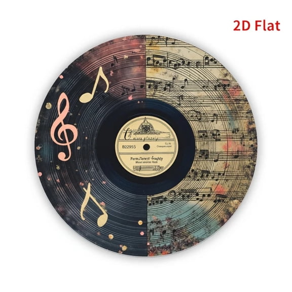 HELLOYOUNG 2D Retro Vinyl Record Wall Decor, 15cm Metal Musical Note Sign, Durable for Indoor Outdoor Home Garden Patio Restaurant
