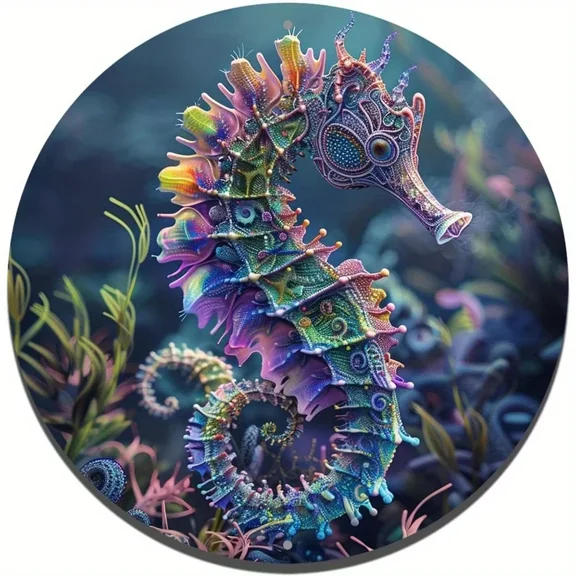 HELLOYOUNG 2D Round Metal Aluminum Sign Art Ocean Mermaid Decorative Plates Entrance Gift Mask Theme For Bar Club Home Room Wall Decor