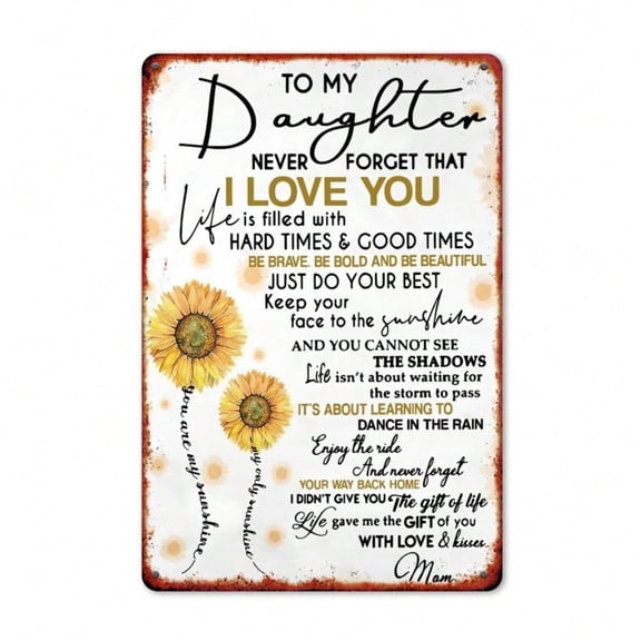 HELLOYOUNG 2D Sunflower Quote Metal Wall Art, 8x12 Inch Square Iron Hanging Painting, Classic Rustic Home Decor for Living Room, Kitchen, Bedroom, Garden, Outdoor Bar, No Electricity Needed, Unique G