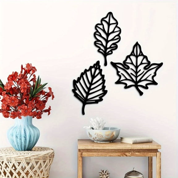 HELLOYOUNG 3 Pieces Metal Botanical Wall Decor, Elegant Hanging Ornaments for Chic Home Interior, Rustic Organic Allure for Living Room