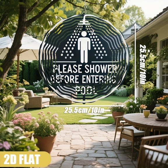 HELLOYOUNG 360 Rotating Wind Spinner Double Sided Round Wind Melody Pool Sign DIY Creative Indoor Outdoor Poolside Home Decor Year Round