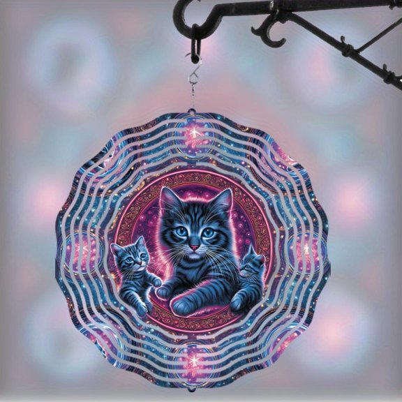 HELLOYOUNG 360 Swivel Wind Spinner Metal Garden Decor Colorful Swirl Pattern Hanging Wind Chime for Outdoor Patio Balcony Spring Summer Fall