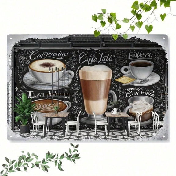 HELLOYOUNG 3D Coffee Cup Wall Art for Home Cafe Decor Self-Adhesive Fabric Aluminum Cloth, Wrinkle-Free, Barista Gift, Kitchen Sign
