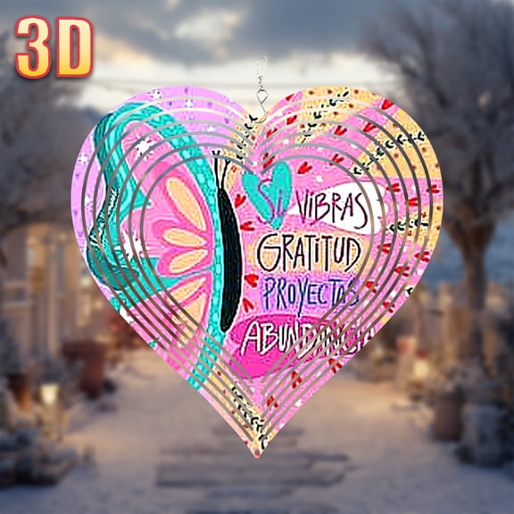 HELLOYOUNG 3D Colorful Butterfly Wind Spinner, 360 Rotating Garden Decor with Uplifting Spanish Text, 25.5cm Creative Windmill for Patio Terrace