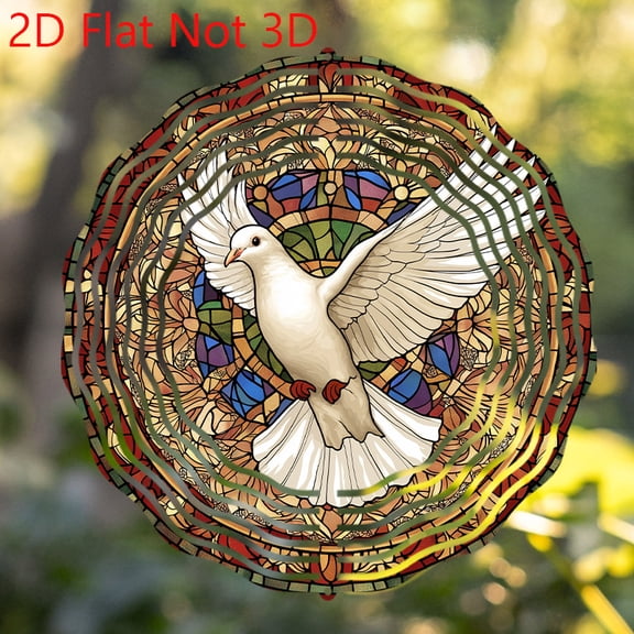 HELLOYOUNG 3D Dove Wind Spinner Metal Wind Chime, Outdoor Garden Hanging Decor Peace Ornament, Sun Catcher Rustproof, No Battery Needed