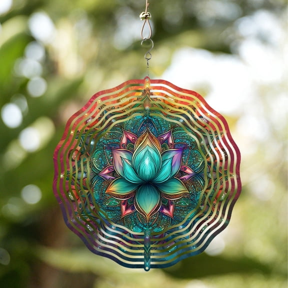 HELLOYOUNG 3D Metal Lotus Wind Chimes for Outdoors, Colorful Spinning Wind Catcher, No Power Required, Easy To Hang, Garden Art for Thanksgiving Christmas Easter, Ideal Gift for Men Women, Indoor/Out