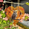 thumbnail image 1 of HELLOYOUNG 3D Metal Wind Spinner Outdoor, 360° Rotating Wind Chime for Garden, Soothing Sounds Owl & Autumn Leaves Hanging Decor for Patio Porch, Thanksgiving Halloween Christmas Gift, 1 of 6