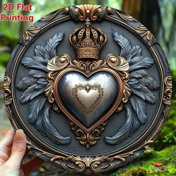 HELLOYOUNG 3D Metal Wings Heart Wall Art 8x8 Inch Aluminum Sculpture Modern Home Office Decor Rustproof Hanging Sign