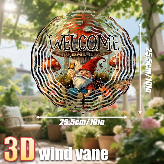 HELLOYOUNG 3D Mushroom Forest Wind Chimes, Metal Double Sided Welcome Sign with 360 Rotating Hook, Rustproof Outdoor Garden Art, Cute Warm Patio Decor, Creative Year-Round Gift for Courtyard Lawn