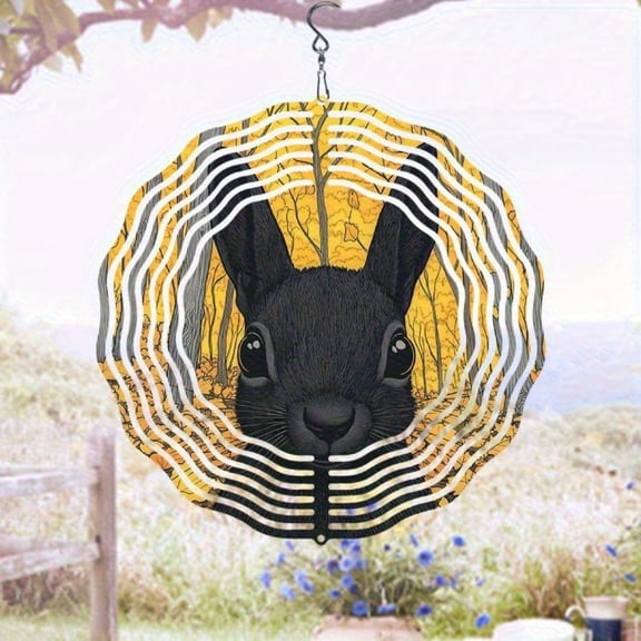 HELLOYOUNG 3D Rotating Deer Wind Chime, Metallic Reflective Outdoor Garden Decor, All-Weather Metal Wind Chimes for Patio Holiday Gift