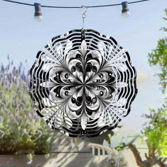 HELLOYOUNG 3D Rotating Vortex Wind Chime Spinner, Iron Hanging Ornament for Outdoor Garden Patio Yard, Colorful Kinetic Art Decor