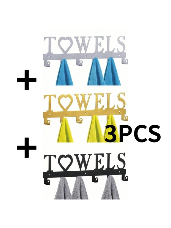 3PCS Metal Wall Hook Set Heart Design Multi-Color Metal Keychain Hanger for Towels, Robes & More - Decorative Organizer for Bathroom, Kitchen, Laundry Room