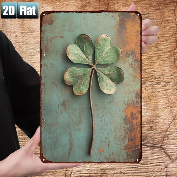 HELLOYOUNG 4 Leaf Clover Metal Sign Weatherproof Aluminum 8x12 Inch Wall Decor for Room Bar Garage Rustic Farmhouse