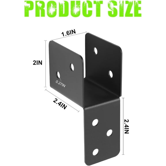 HELLOYOUNG 4 Pcs Post Caps Tie Bracket, 14 Gauge Black Joist Hanger Connector for 2x4 2x6 Post, Heavy Duty Roof Tie Header Bracket for Supporting Beams Rafters