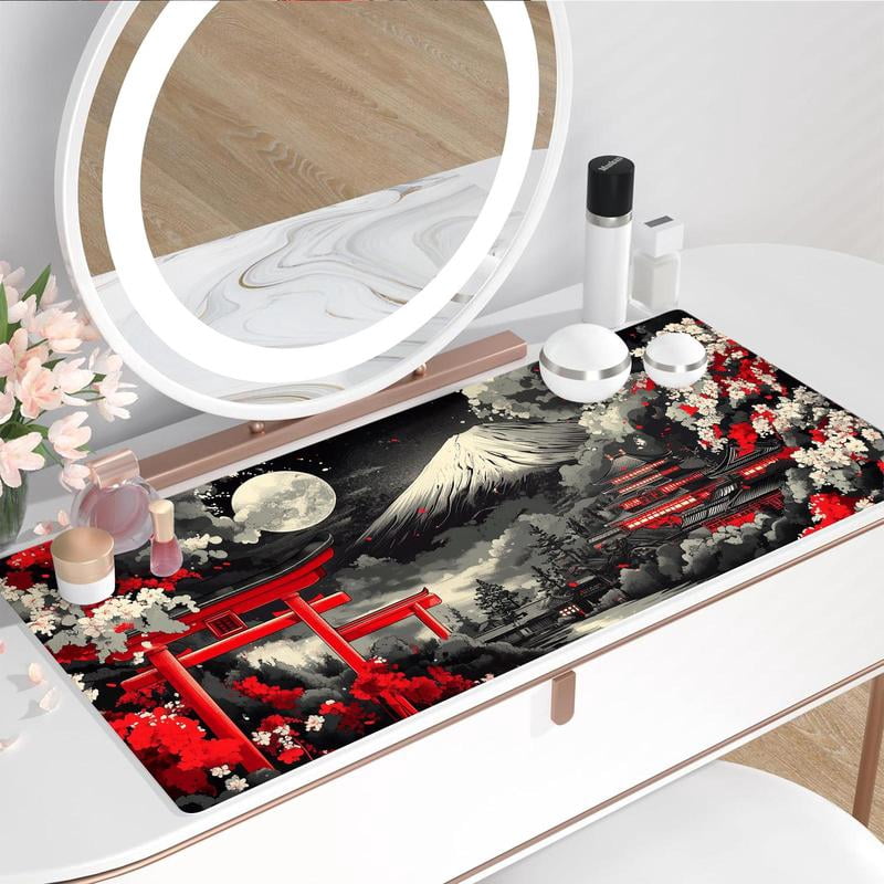 HELLOYOUNG 40x90cm Japanese Abstract Art Mouse Pad, Rectangular Gaming Mouse Mat, Non-Slip Rubber Base, Waterproof Surface for Office Home Desk, Premium Stitched Edges, Ideal Christmas Gift