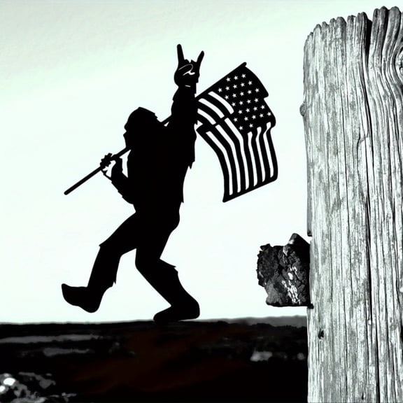 HELLOYOUNG 4th of July Bigfoot Metal Garden Stakes, American Flag Sasquatch Outdoor Yard Art for Patio Lawn, Unique Man Cave Decor, Father's Day Christmas Gift