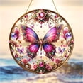 thumbnail image 1 of HELLOYOUNG 7.87inch Acrylic Butterfly Garden Sun Catcher with Floral Decor Vibrant Pink Purple & Blue Butterflies, Golden Accents Butterfly Decorations Acrylic Sun Catcher, 1 of 6