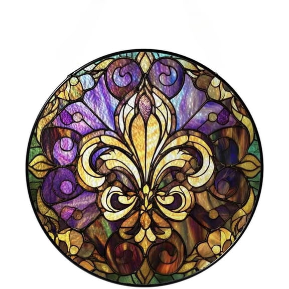 HELLOYOUNG 7.87inch Stained Glass Fleur-De-Lis Ornaments  Fleur-De-Lis Decor Gifts for Women Men Animal Lovers - Window Hanging Noun Decorations for Home Wall  Housewarming Gift