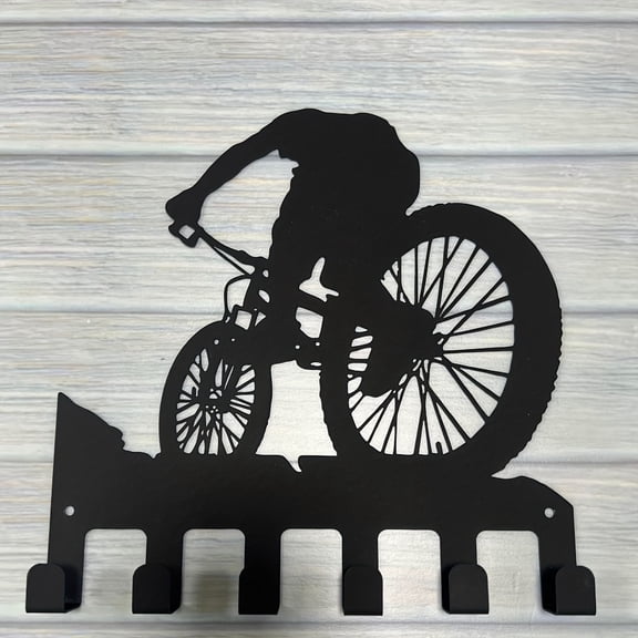 HELLOYOUNG 8.46 - Inch Metal Cycling Hook Wall Decoration Coat Art Hook Stylish Home Living Room Bedroom Hanging Elegant Iron Art Silhouette Metal Sign Key Rack Hanger Decorative Wall Panels