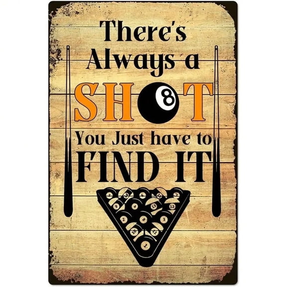 HELLOYOUNG 8-Ball Pool Metal Tin Sign, Retro Vintage Americana Wall Art for Home Bar Cafe Garage Man Cave Decor, 8x12 Inches Rustic Tin Sign Wall Decor