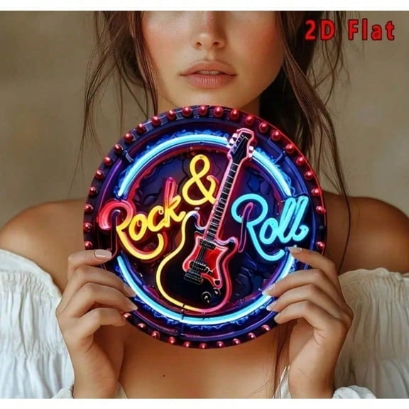 HELLOYOUNG 8 Inch Retro Rock Band Neon Sign, Vintage Metal Aluminum Wall Art Plaque for Bedroom Bar Garage Man Cave, Cool Music Fan Decor
