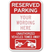 HELLOYOUNG 8x12 Custom Aluminum Parking Sign, Reserved with Your Wording, Weatherproof & Reflective Edging, High Visibility for Garage or Street