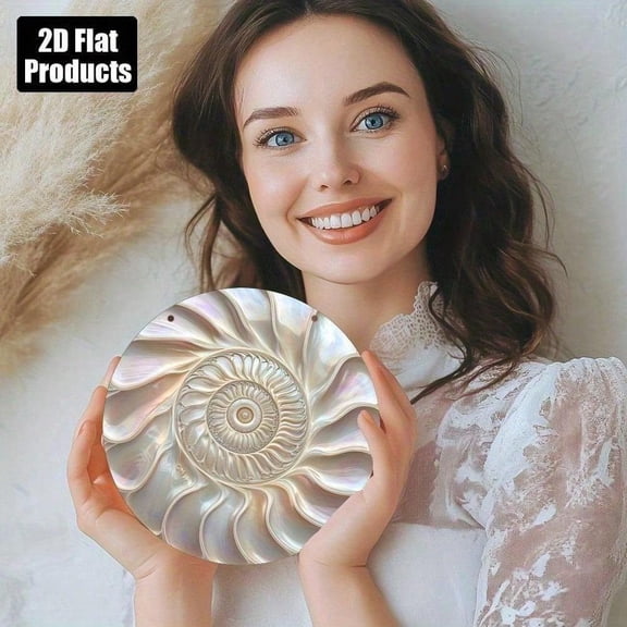 HELLOYOUNG 8inch Vintage Spiral Shell Wall Art Iridescent Mother of Pearl Circular Panel, Handmade Home Decor Unique Gift for Living Room