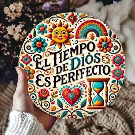 HELLOYOUNG 8inch Weatherproof Metal Wall Decor Sign Copper Art for Outdoor Indoor Patio Garden Cafe Home Club Bathroom Kitchen Living Room, Modern Rustproof Art Round Tinplate Painting Plaque