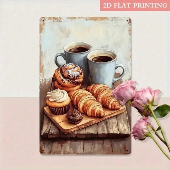 HELLOYOUNG   8x12 in French-Style Metal Wall Plaques & Signs  Retro Decorative Tin Poster for Coffee Shop Home Kitchen Cafe, Indoor Outdoor Wall Art Decor, Vintage Gift