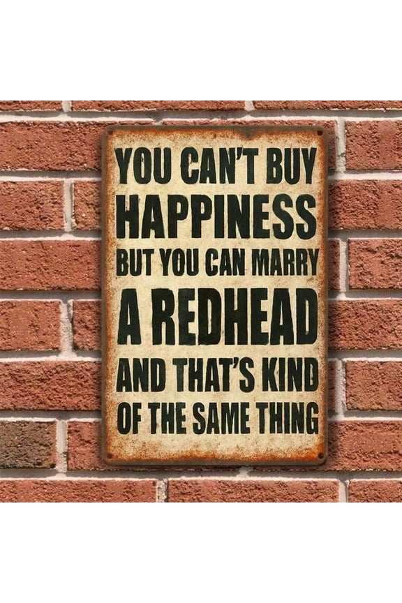 8x12 Metal Wall Decor Funny Redhead Marriage Humor Sign Rustic Tin Sign for Home Bar Housewarming Gift
