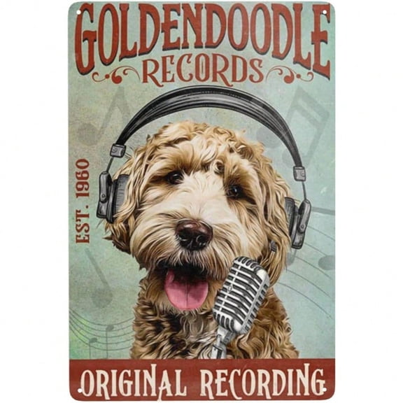 HELLOYOUNG 8x12 Inch Golden Doodle Dog Tin Sign Retro Vintage Metal Wall Decor Art for Pub Bar Man Cave Home Garage