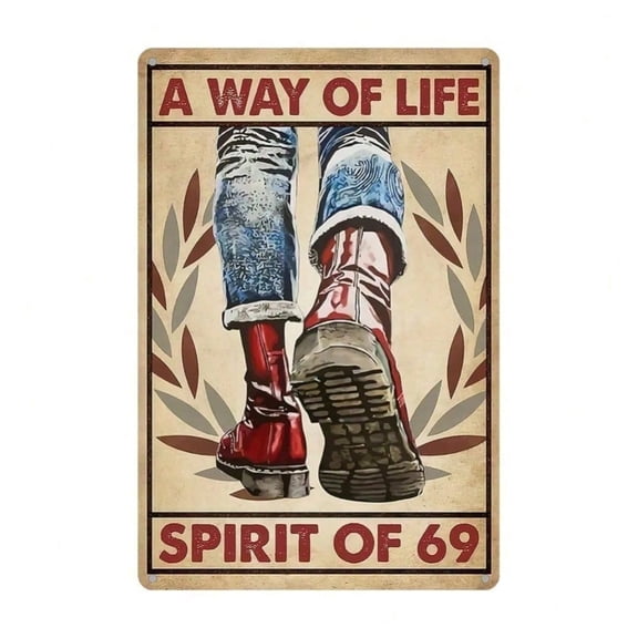 HELLOYOUNG 8x12 Inch Vintage Tin Sign "Spirit of The 69" Retro Garage Metal Wall Decor, UV Printed Man Cave Indoor Outdoor Art