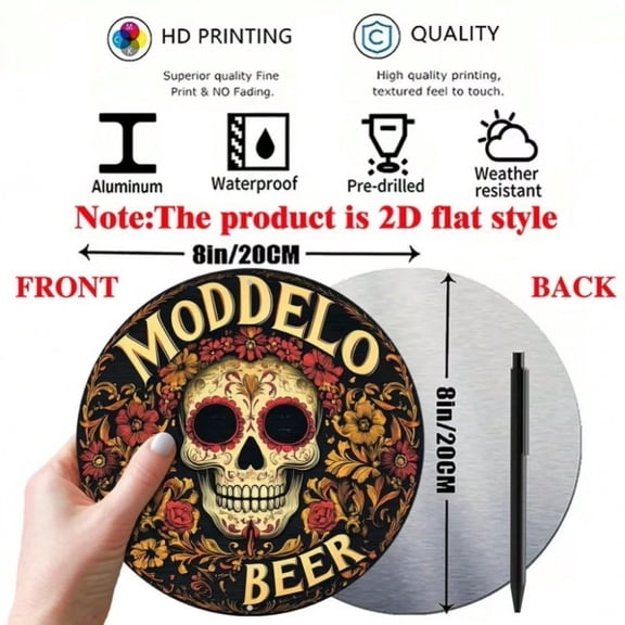 HELLOYOUNG 8x8" 2D Round Aluminum Skeleton Wall Art Vintage Theme for Bar Kitchen Living Room Decor, Personalized Friend Gift