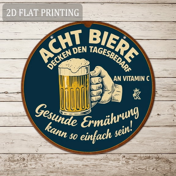 HELLOYOUNG German Beer Metal Sign 8x8 Inch Retro Wall Decor for Bar, Pub & Man Cave, Durable Humorous 2D Aluminum Wall Art