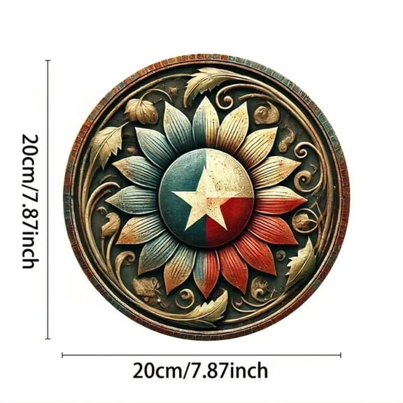 HELLOYOUNG 8x8 Inch Timeless Vintage Sunflower Texas Flag Metal Sign, Rustic Wall Art for Home Bar Cafe Living Room Kitchen Bedroom Decor