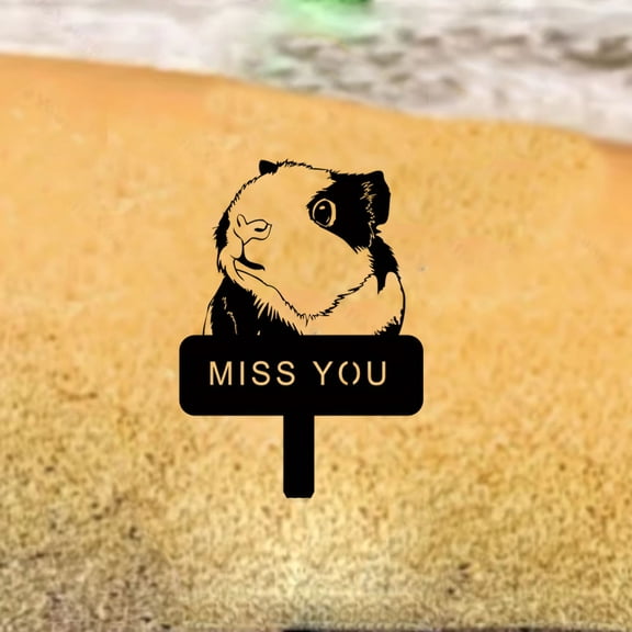 HELLOYOUNG 9.8- Inch Cute Guinea Pig Face Memorial Garden Stake  MISS YOU" Pet Loss Marker  for Garden and Patio Outdoor Decor Garden Stake