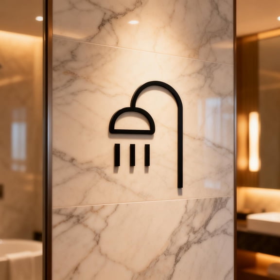 HELLOYOUNG Acrylic Decor Sign, Minimalist Self-Adhesive Shower Sign, 3D Door Decor for Bathroom Salon Restaurant Hotel, Christmas Halloween New Year Gift, 17cm